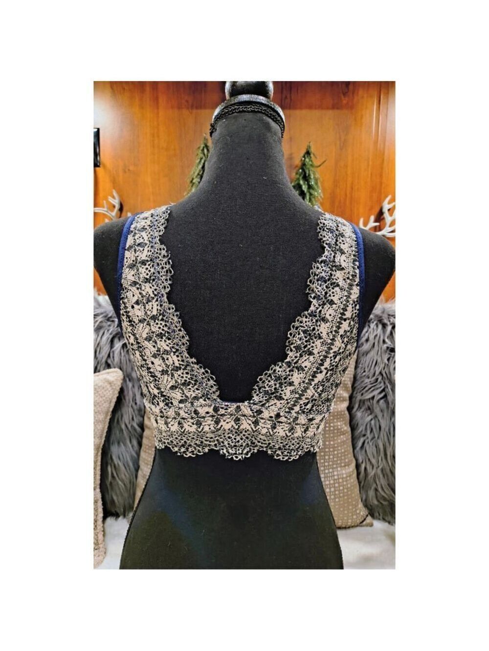 Victoria's Secret Bralette Beige Blue Lace Women's Small - Picture 3 of 4